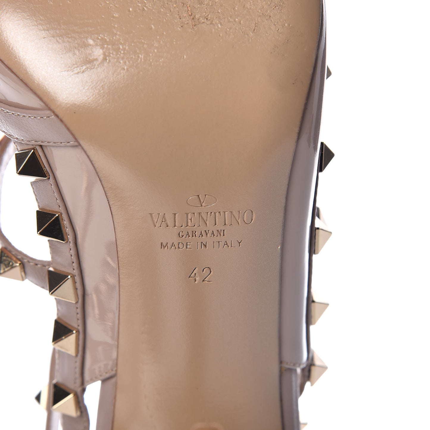 Patent Rockstud Ankle Strap Pumps 42 Poudre