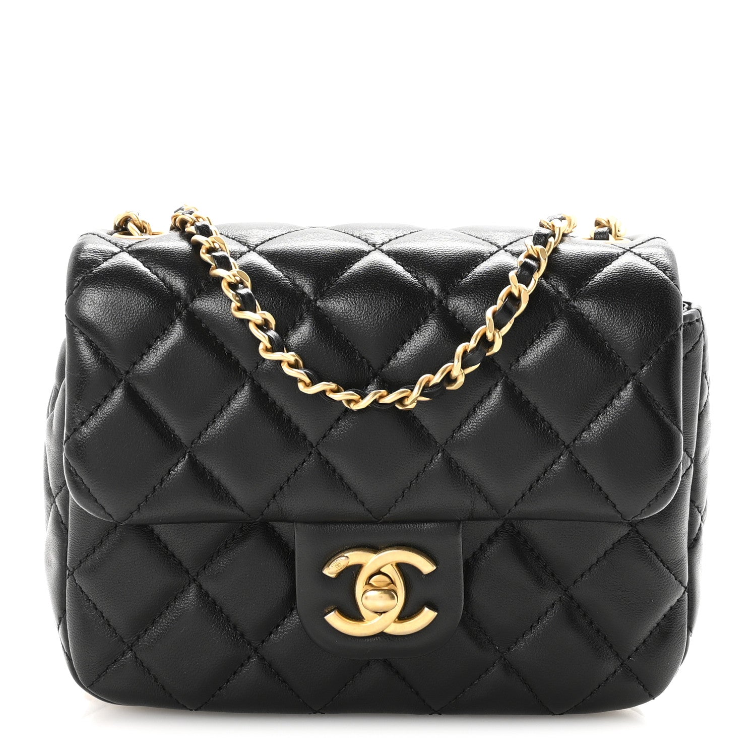 Chanel Lambskin Enamel Quilted Mini Coco Hearts Square Flap Black 1 of 11