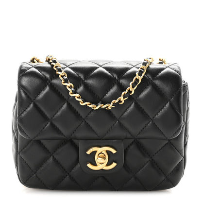 Chanel Lambskin Enamel Quilted Mini Coco Hearts Square Flap Black 1 of 11
