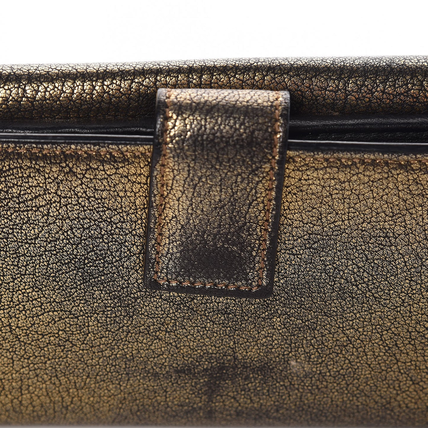 Metallic Calfskin Skull Continental Wallet Antique Gold