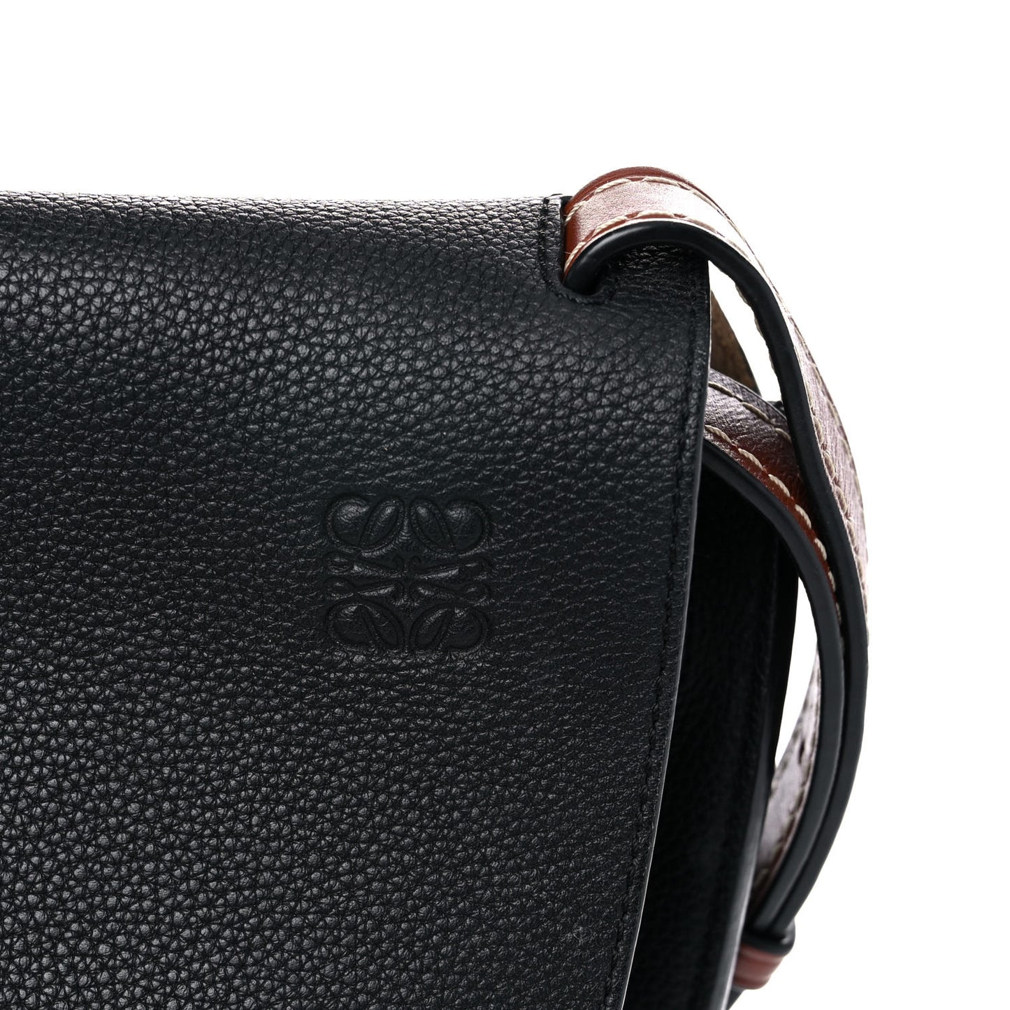 Grained Calfskin Small Gate Crossbody Bag Pecan Black