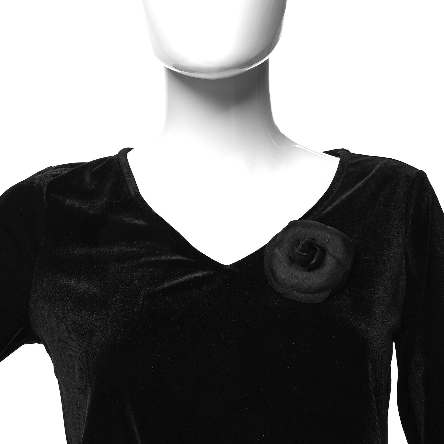 Chanel Silk Taffeta Camellia Brooch Pin Black 2 of 4