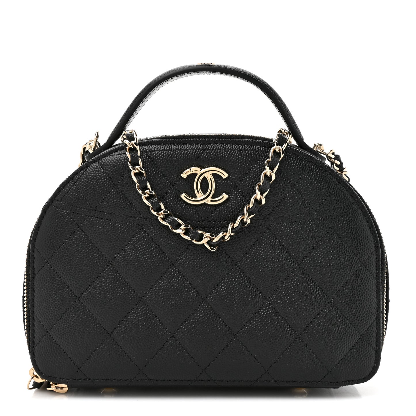Caviar Quilted Top Handle Vanity Case Black