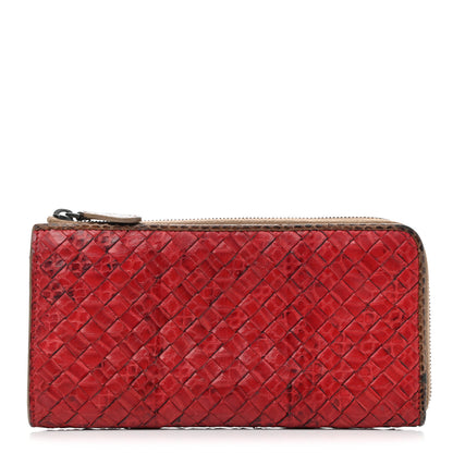 Bottega Veneta Nappa Intrecciato Ayers Zip Wallet Red 1 of 11