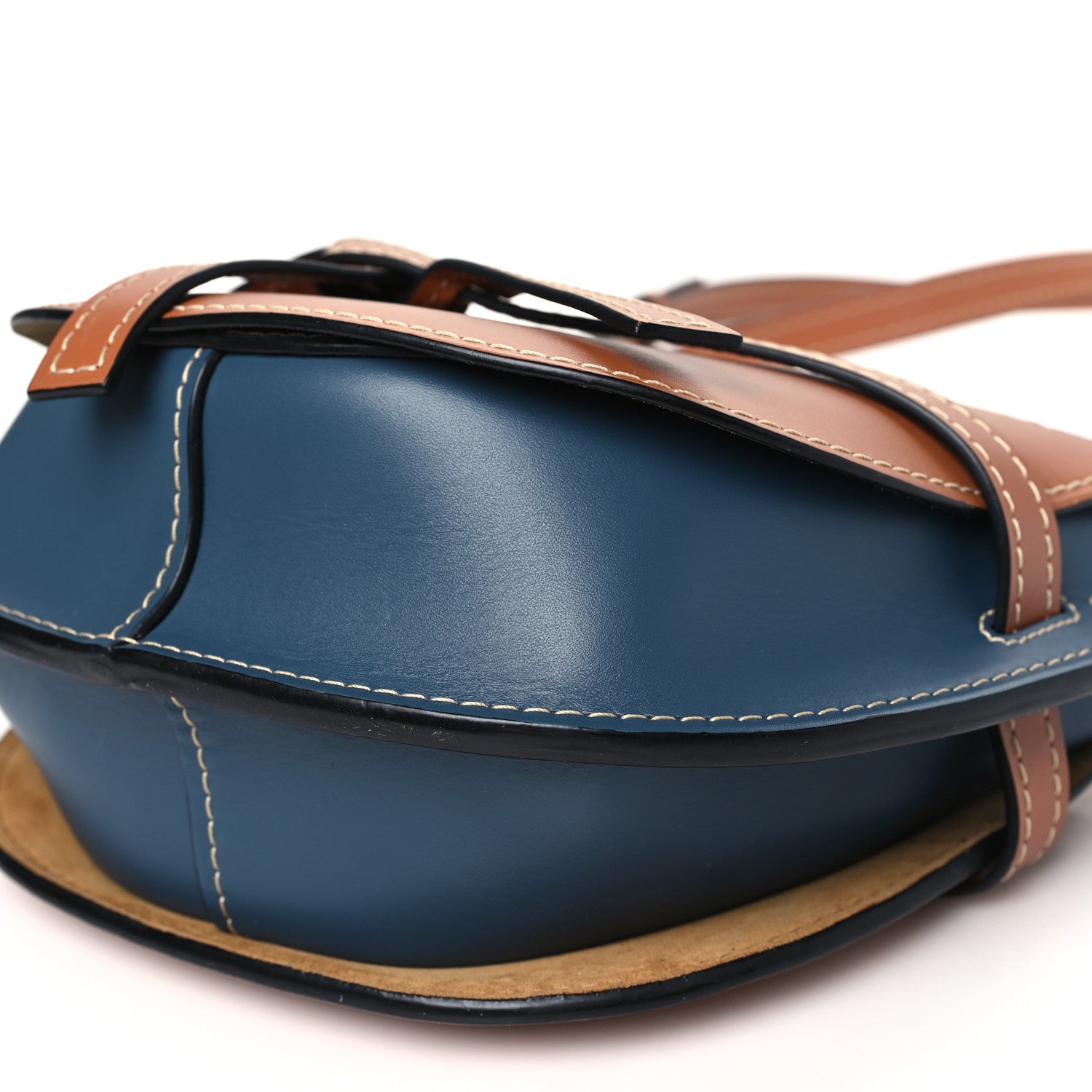 Loewe Calfskin Small Gate Crossbody Bag Tan Steel Blue 9 of 9