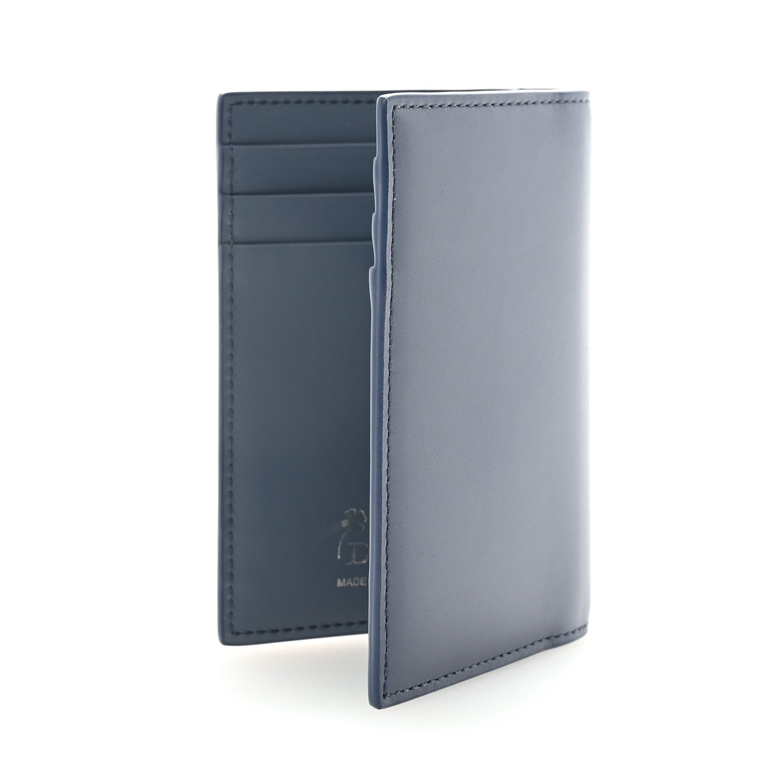 Christian Dior Calfskin Cover Bi-Fold Card Holder Blue White 3 of 8
