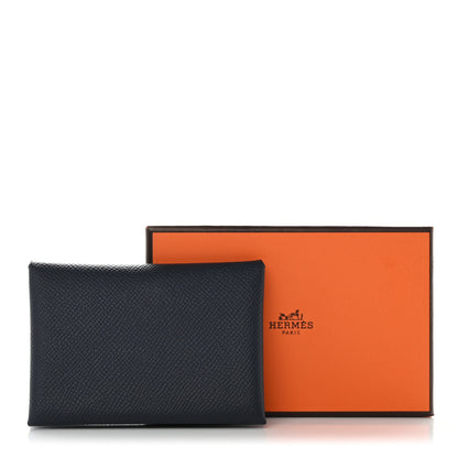 Hermes Epsom Calvi Duo Card Case Bleu Indigo 8 of 8