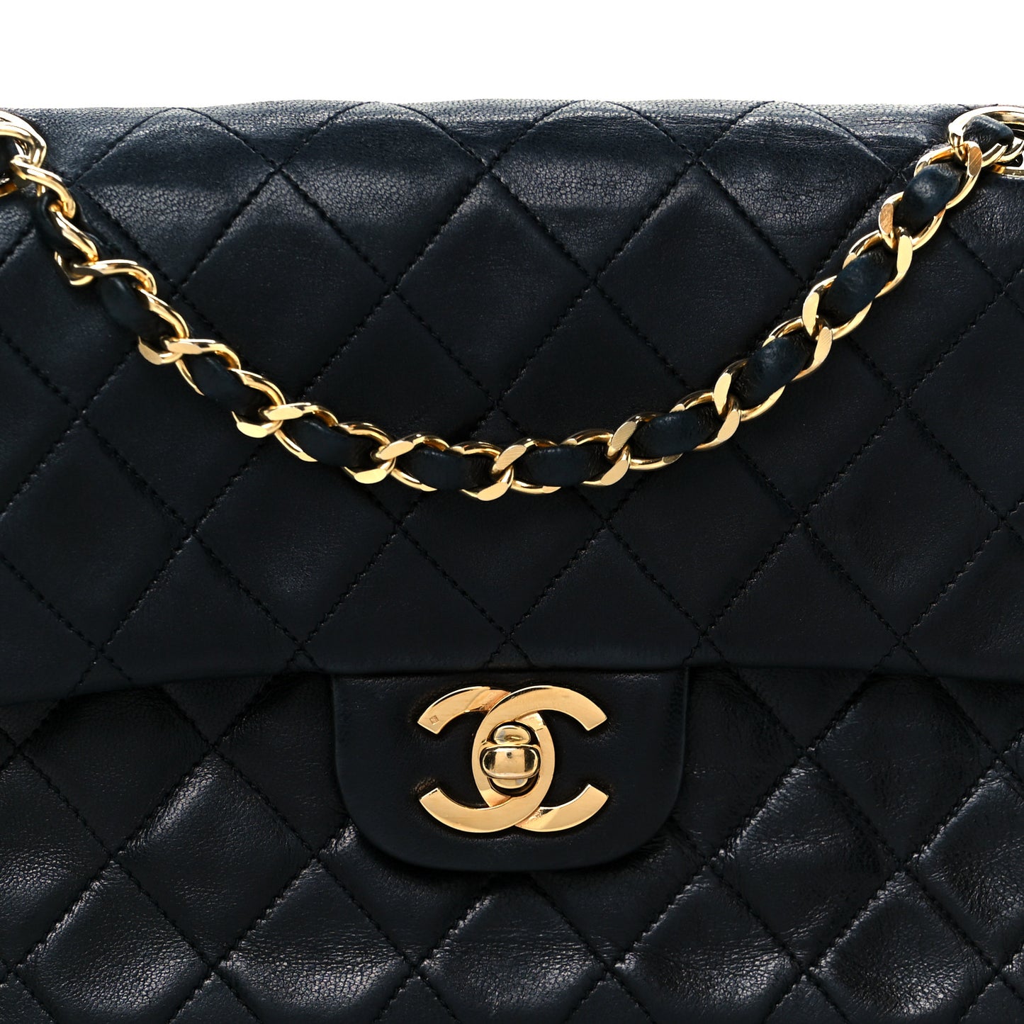 Lambskin Quilted Small Double Flap Black