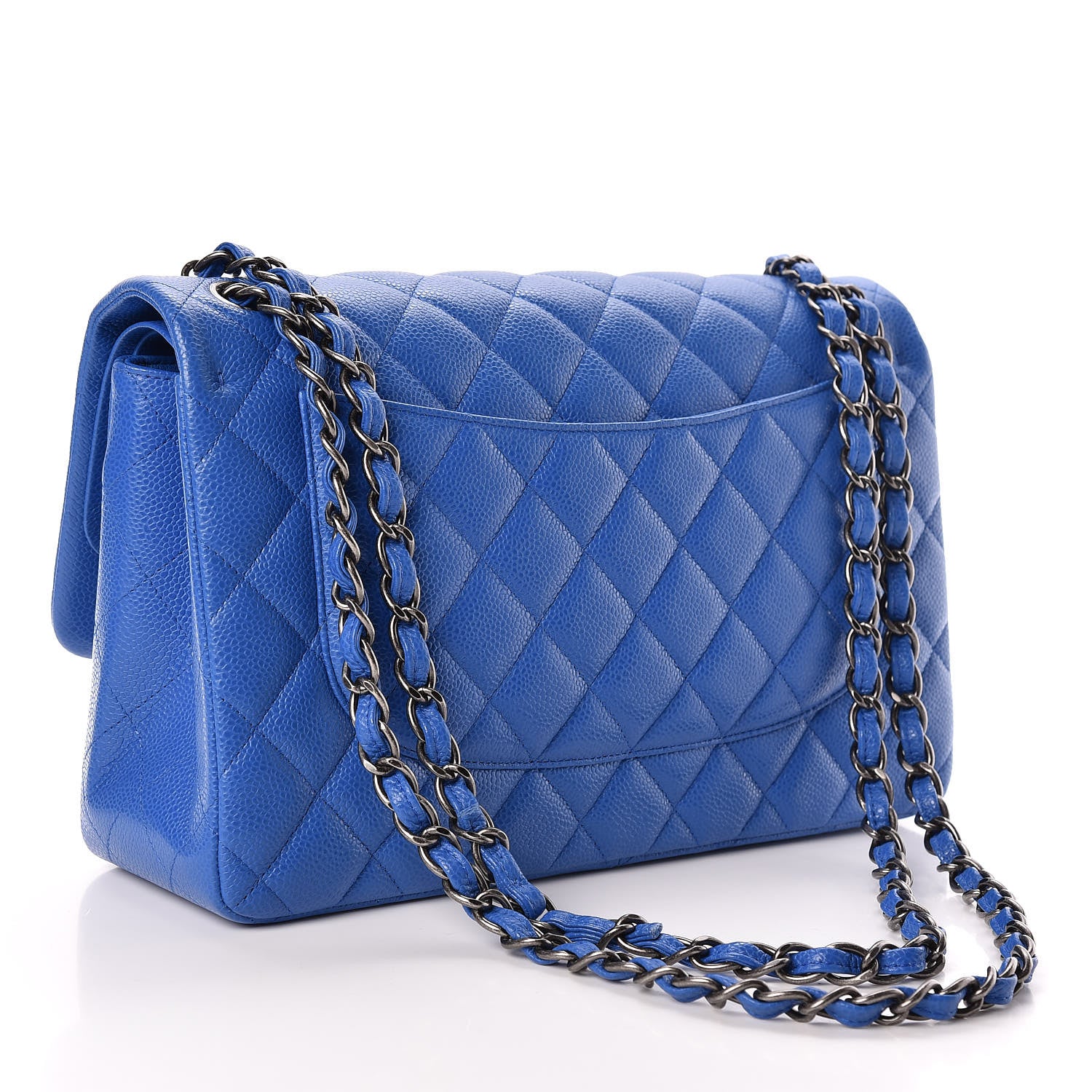 Chanel Caviar Quilted Jumbo Double Flap Blue 3 of 11