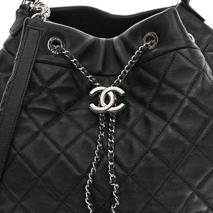 Chanel Lambskin Quilted CC Chain Bucket Bag Black 8 of 16