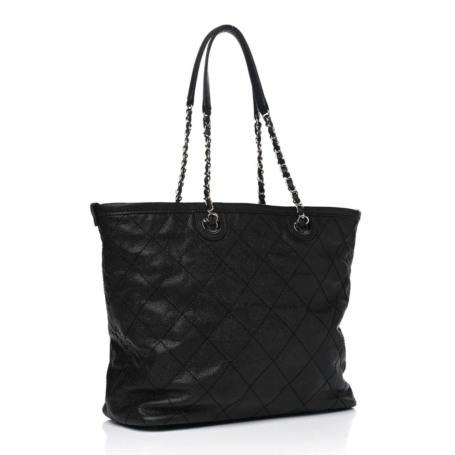 Chanel Grained Calfskin Quilted Small Daily Shopping Tote Black 2 of 9
