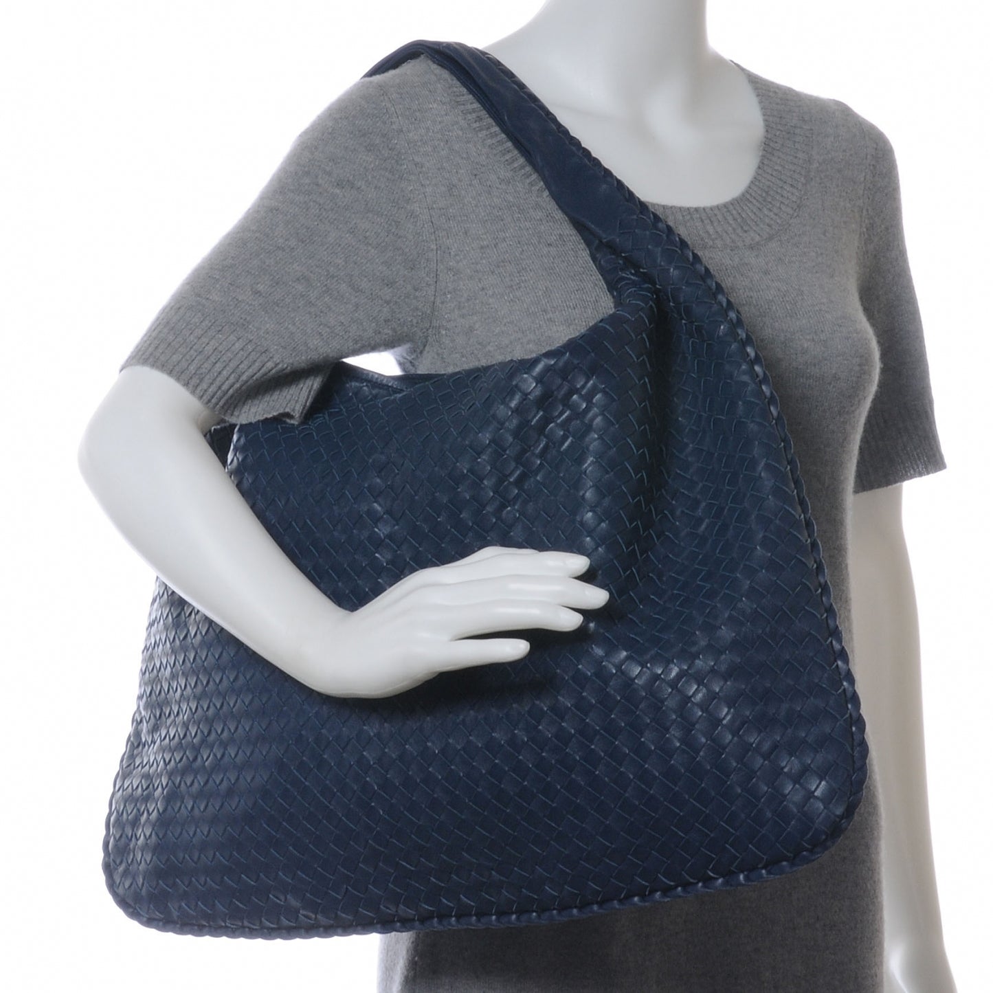 Nappa Intrecciato Maxi Veneta Hobo Navy Blue