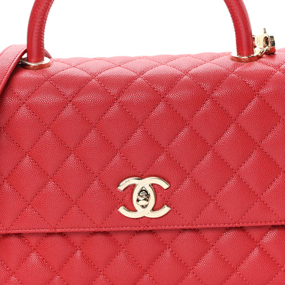Chanel Caviar Quilted Lizard Embossed Small Coco Handle Flap Red 7 of 10