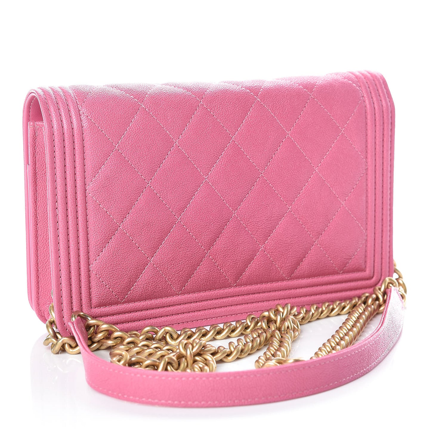 Caviar Quilted Boy Wallet On Chain WOC Pink