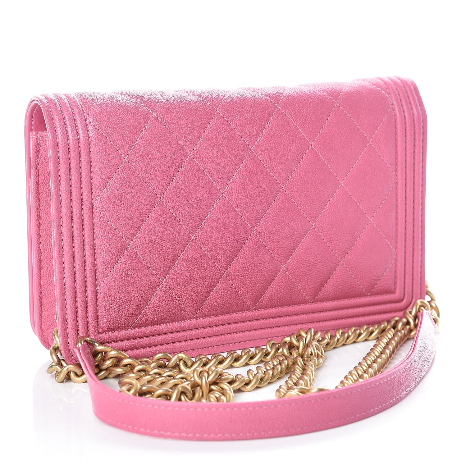 Chanel Caviar Quilted Boy Wallet On Chain WOC Pink 3 of 12