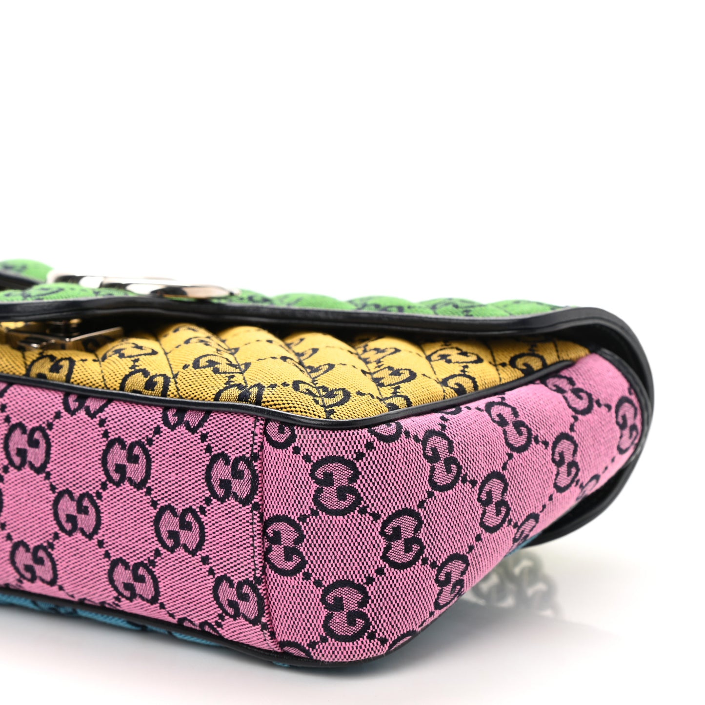 Monogram Multicolor Matelasse Diagonal Small GG Marmont Shoulder Bag Green Blue Yellow Light Blue Pink