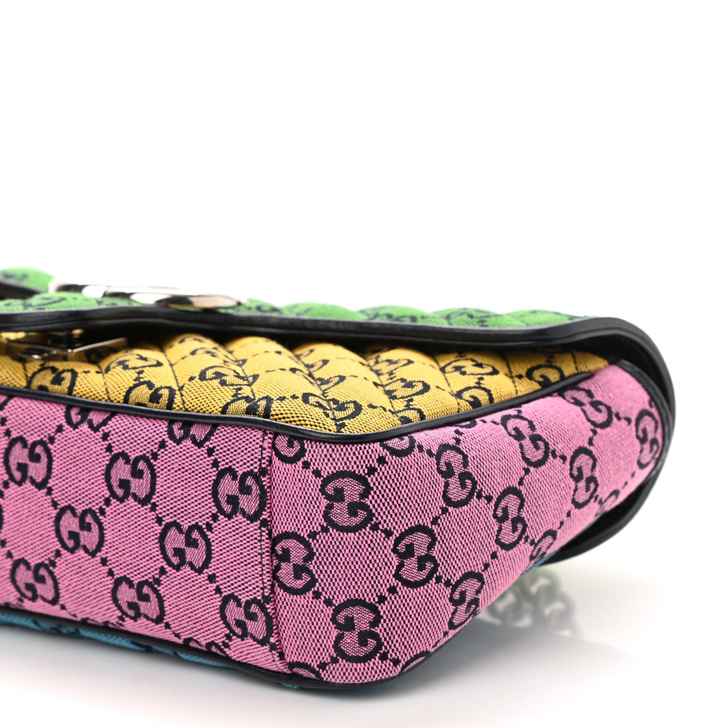 Gucci Monogram Multicolor Matelasse Diagonal Small GG Marmont Shoulder Bag Green Blue Yellow Light Blue Pink 10 of 10