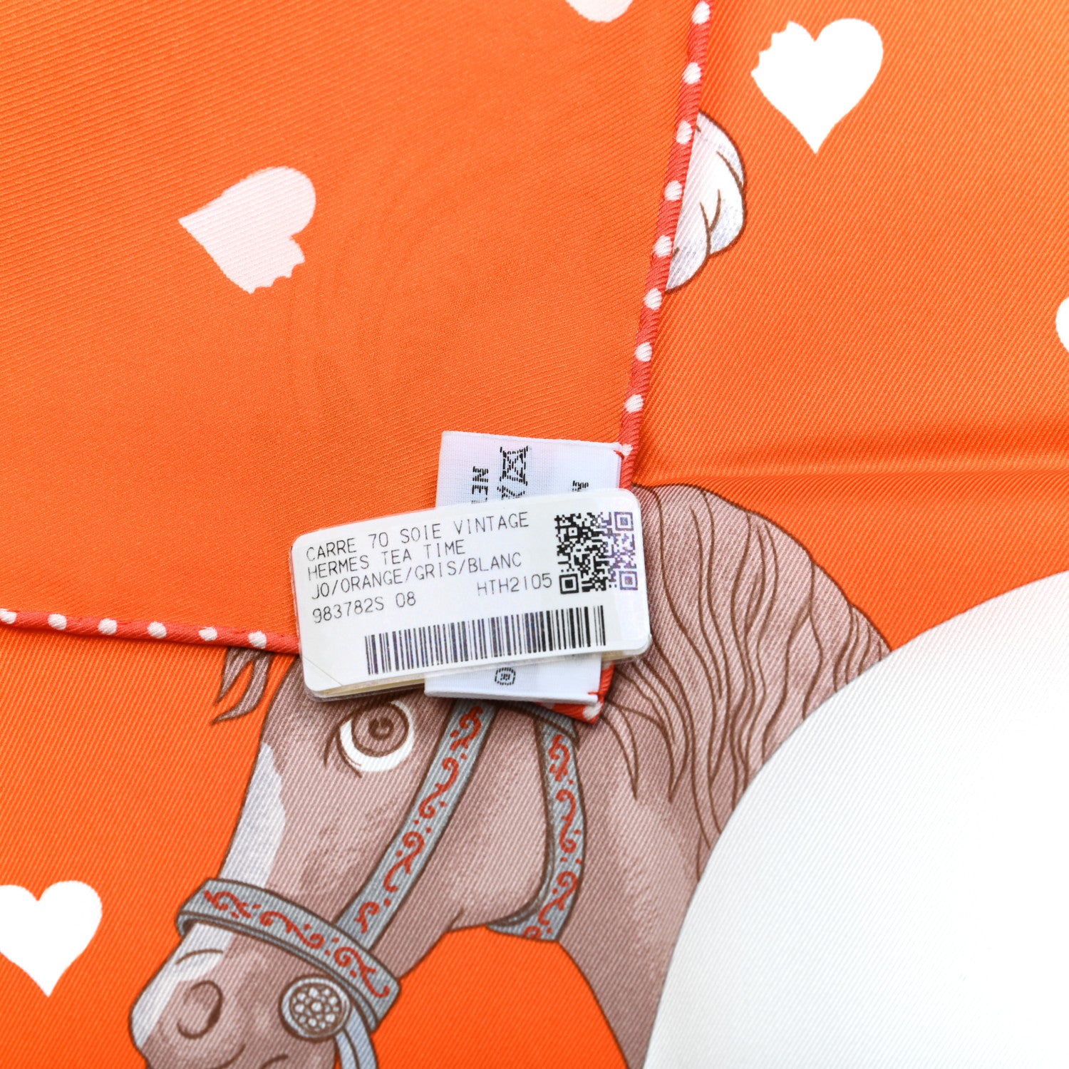 Hermes Silk Tea Time Scarf 70 Orange Gris White 5 of 6
