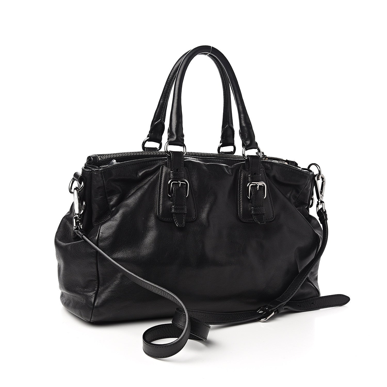 Prada Vitello Shine Bauletto Black 2 of 9