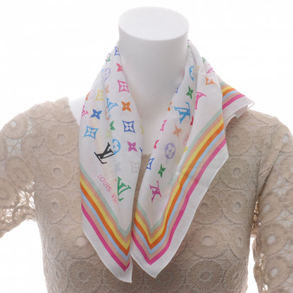 Louis Vuitton Silk Monogram Multicolor Square Scarf White 3 of 6