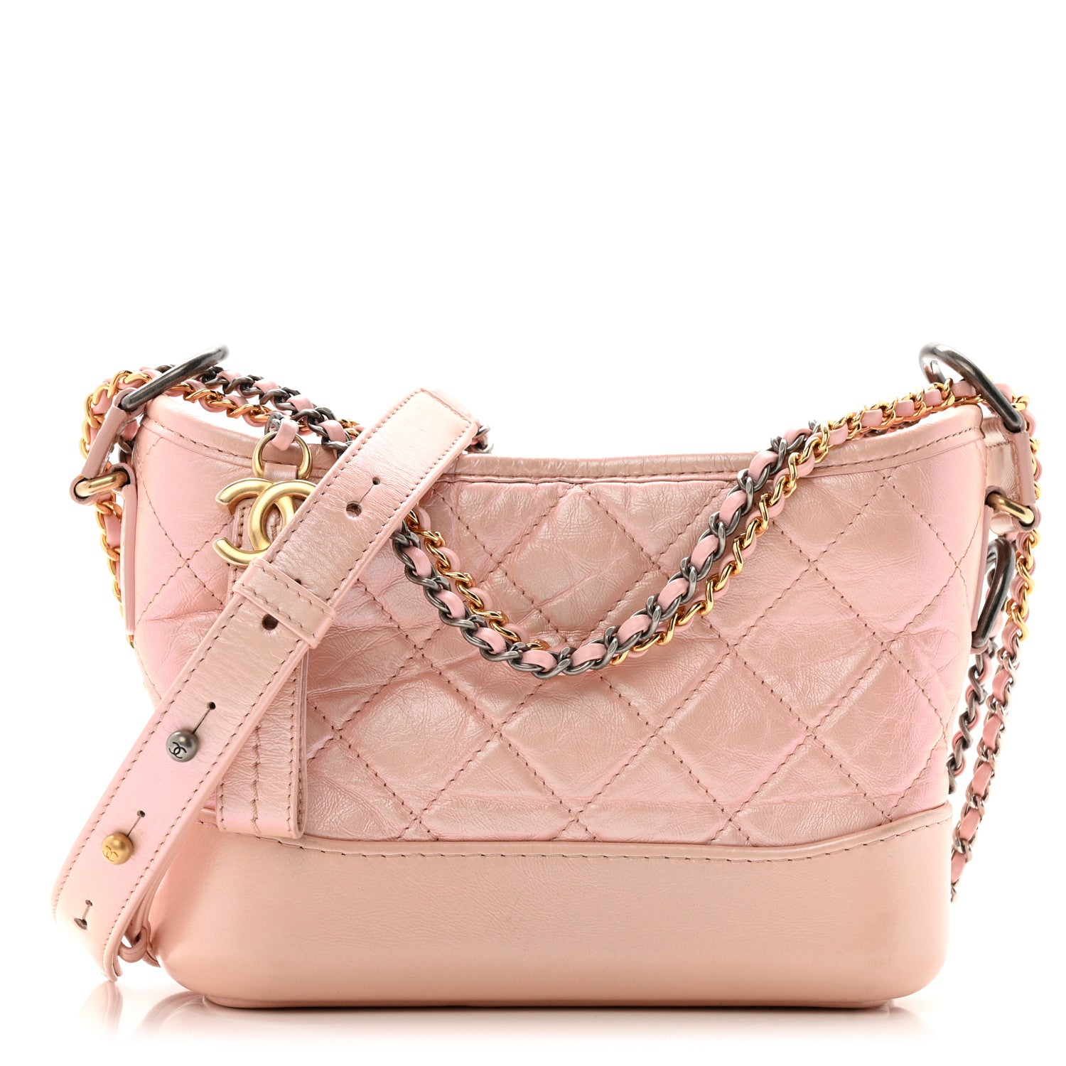 Chanel Iridescent Aged Calfskin Quilted Small Gabrielle Hobo Rose Rose 1 of 12