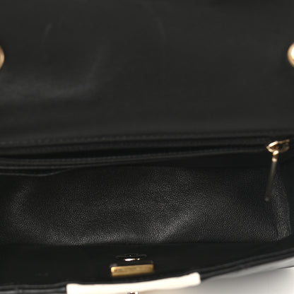 Chanel Lambskin Quilted Mini Rectangular Flap Black White 5 of 9