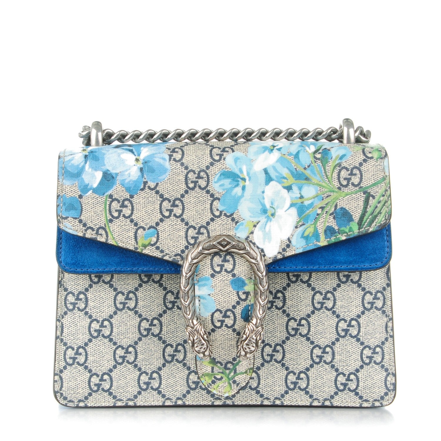 Gucci GG Supreme Monogram Blooms Mini Dionysus Shoulder Bag Beige Navy Vintage Blue 1 of 7