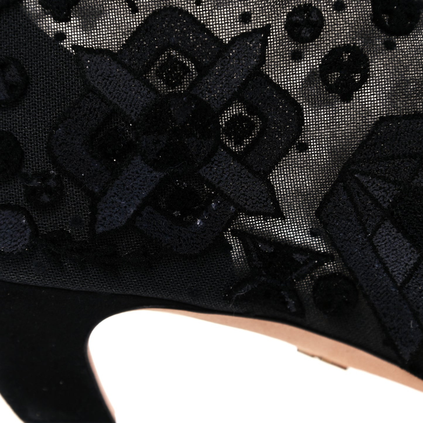 Embroidered Mesh Ankle Boot 38 Black