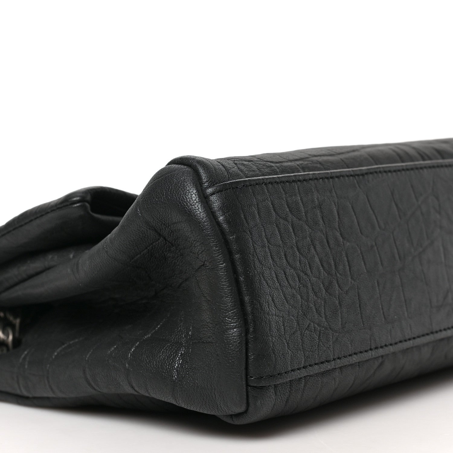 Saint Laurent Crocodile Embossed Calfskin Medium West Hollywood Monogram Fold-Over Black 7 of 8