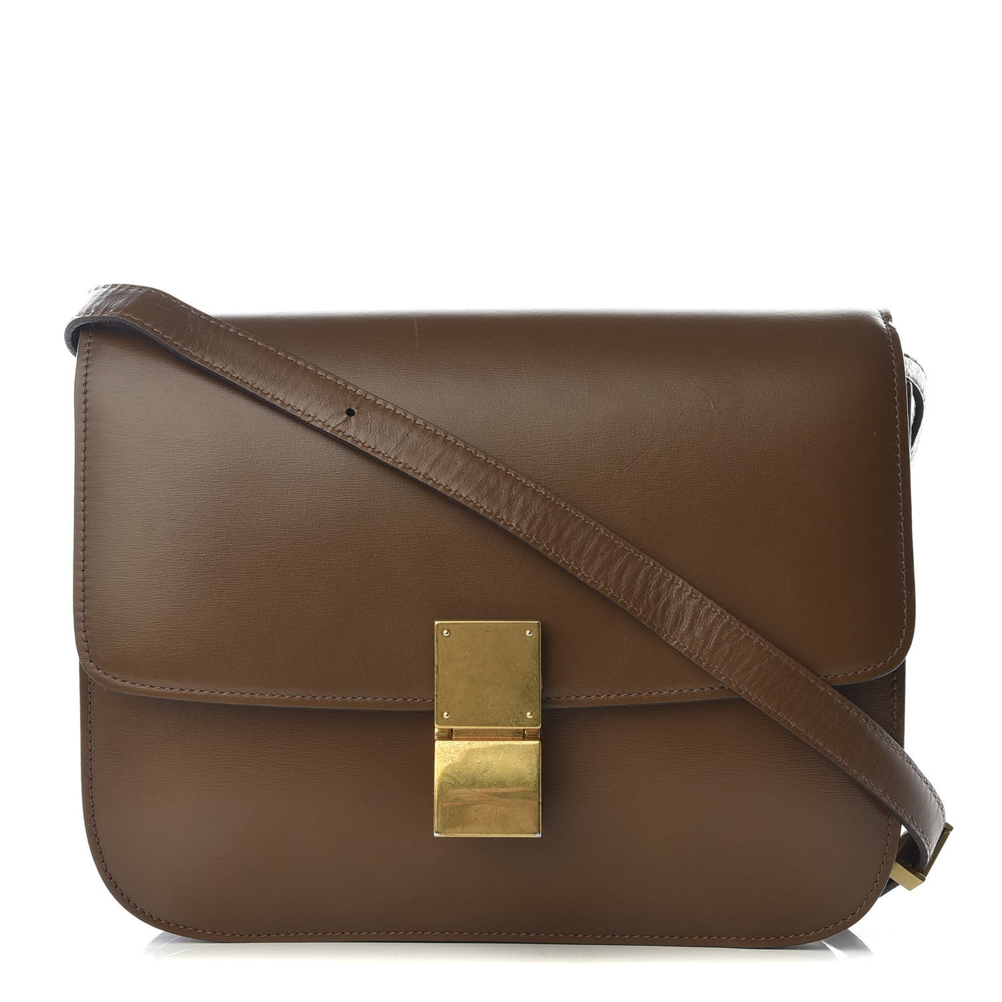 Box Calfskin Medium Classic Box Flap Bag Camel