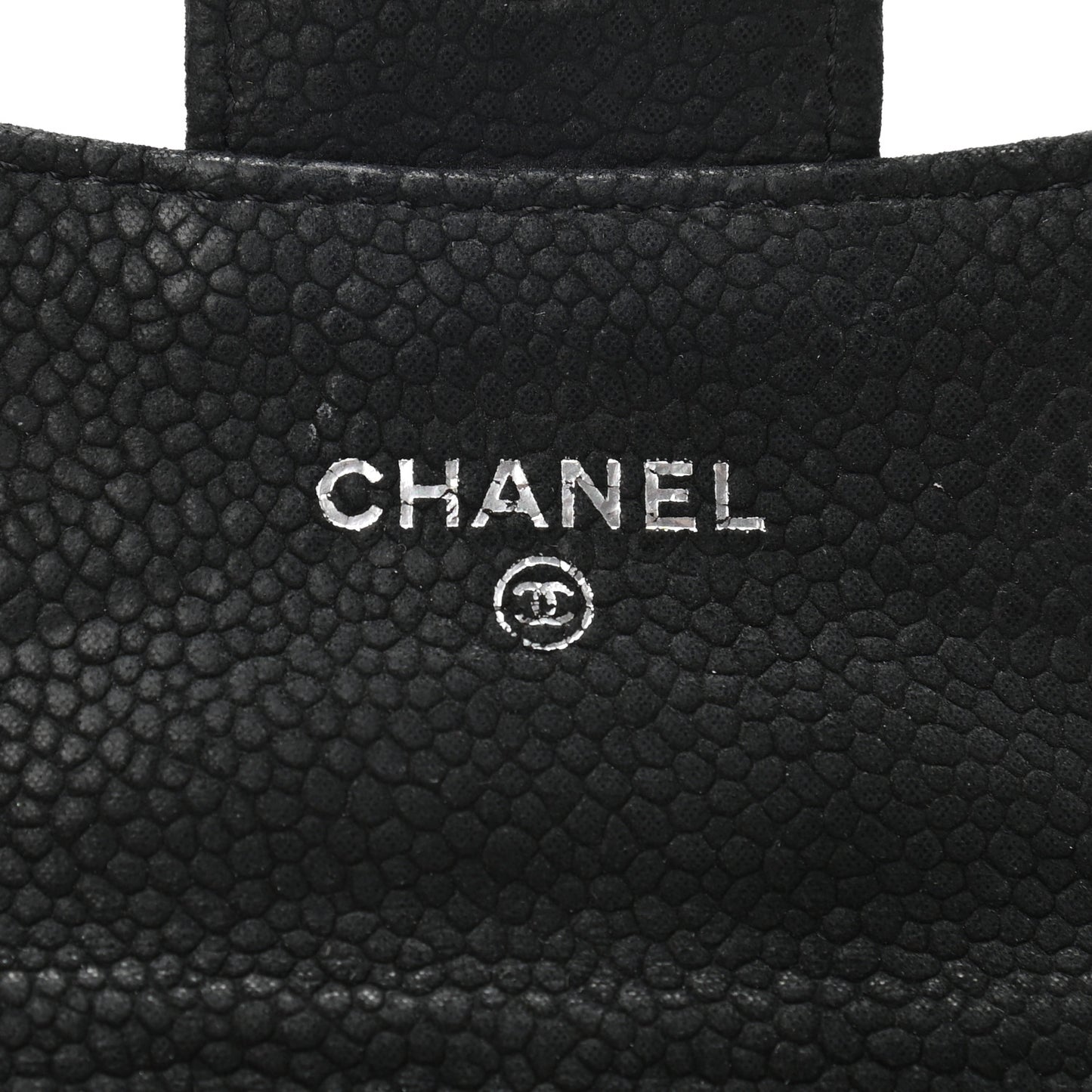 Iridescent Caviar Quilted Coin Purse Black