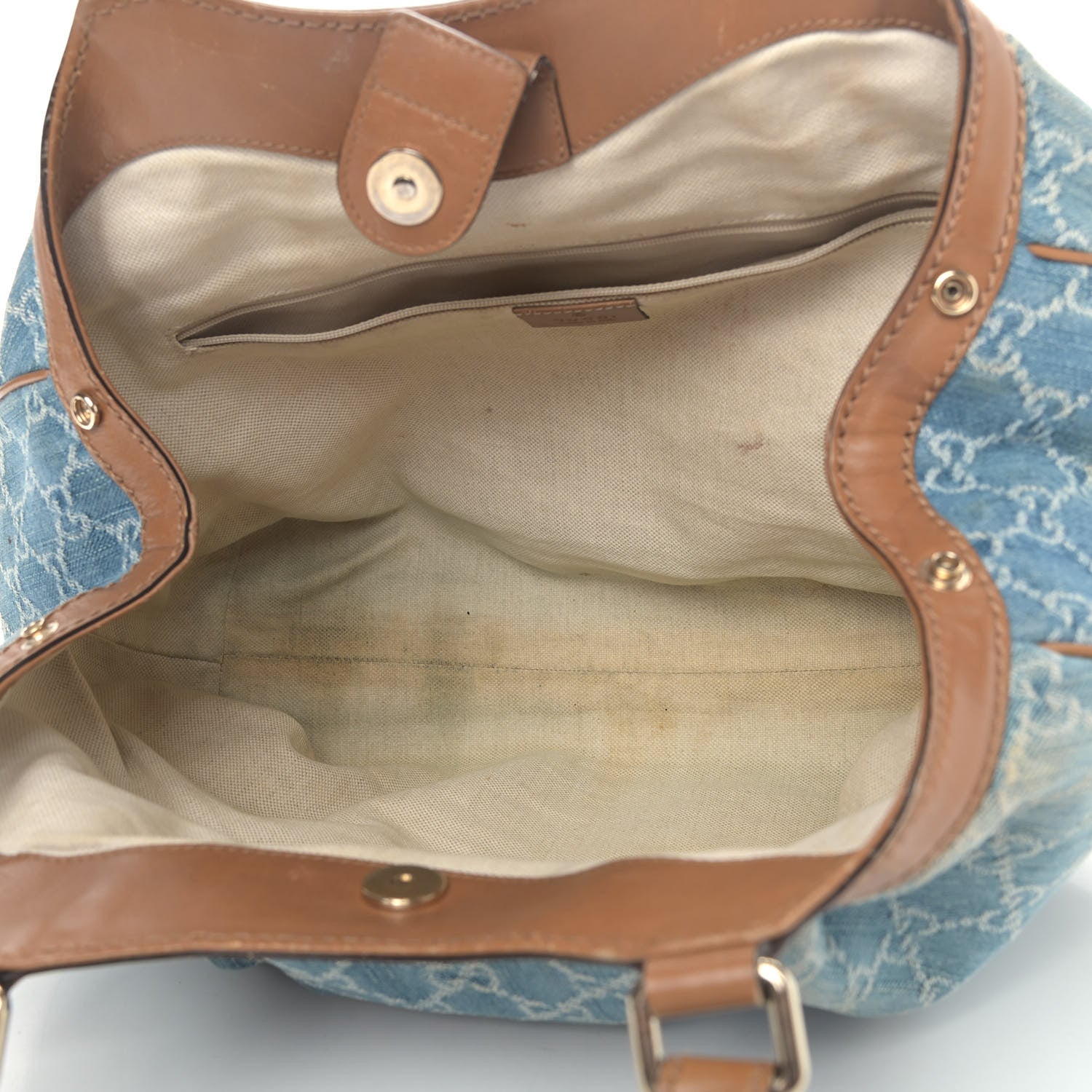 Gucci Denim Monogram Medium Sukey Tote Blue 5 of 17