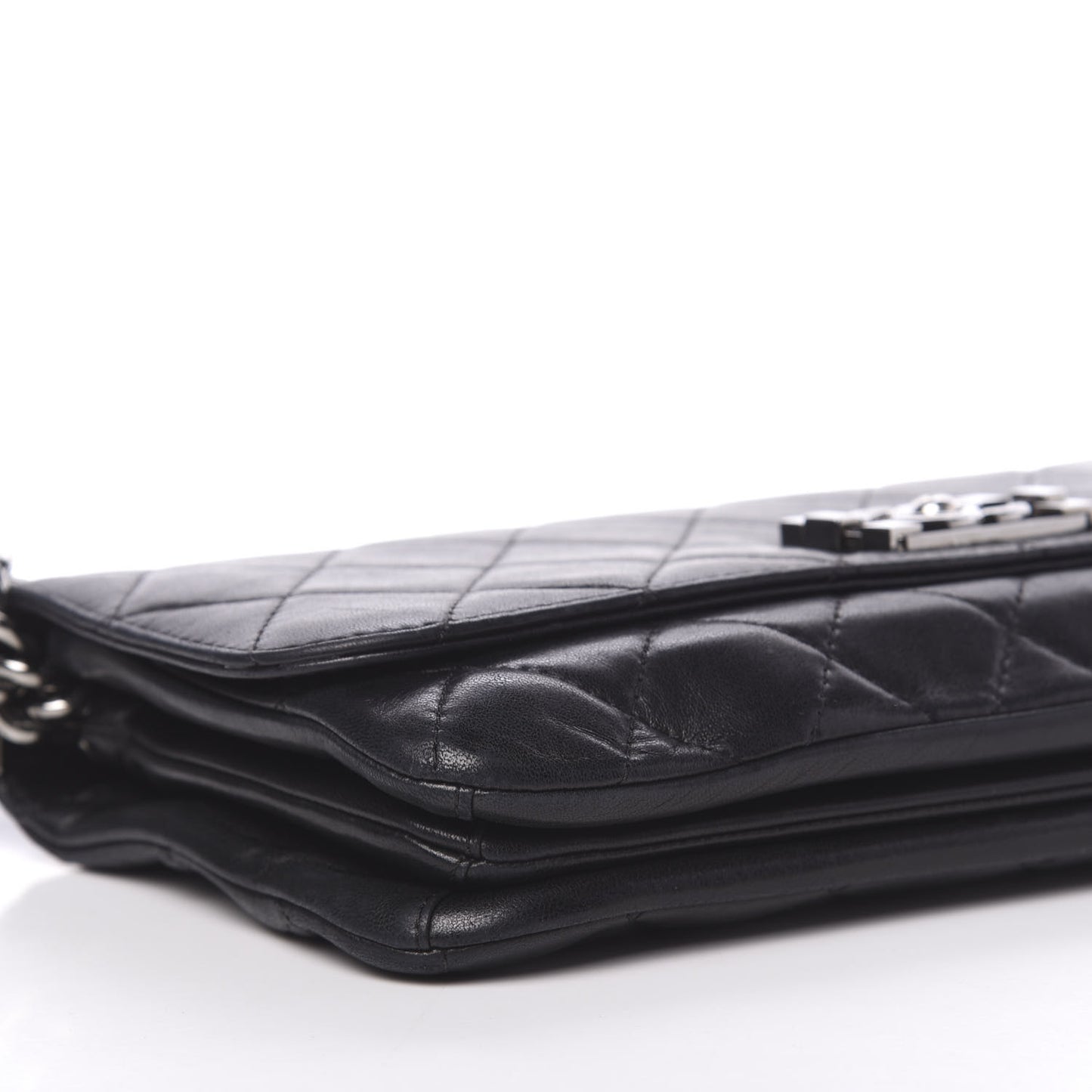 Lambskin Quilted Soft Boy Flap Black