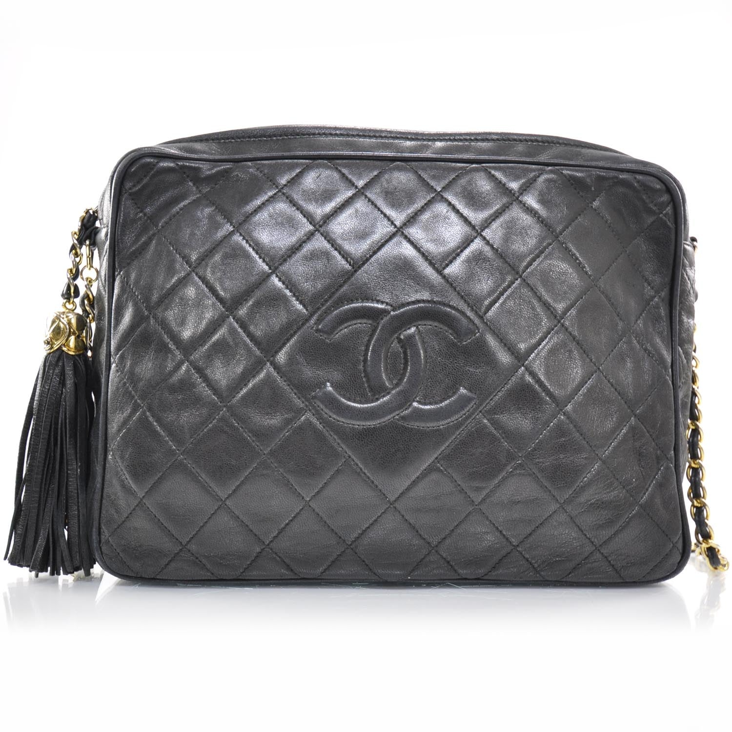Chanel Lambskin Quilted Camera Tassel Bag Black 1 of 10