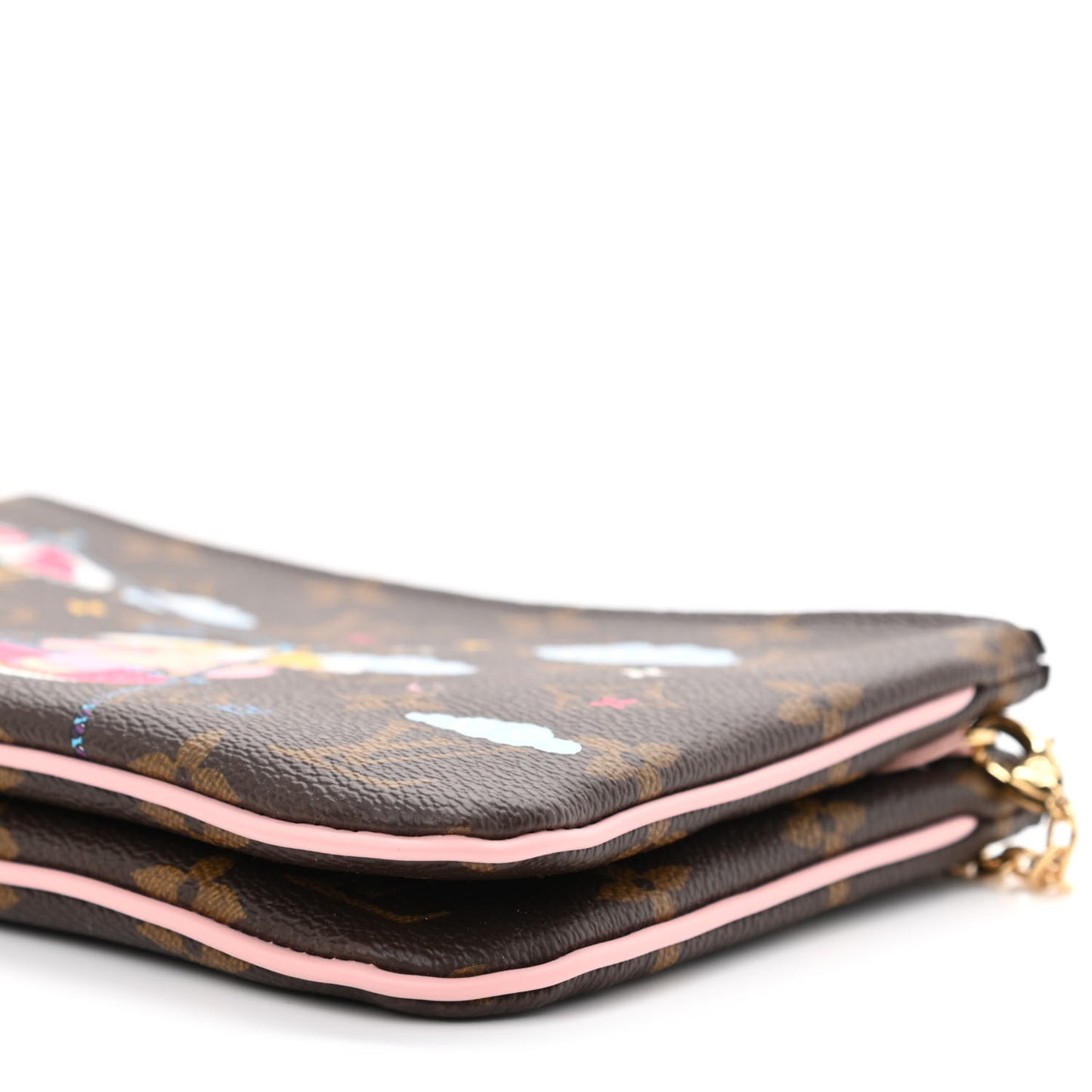 Monogram 2020 Christmas Animation Big Wheel Double Zip Pochette Rose Ballerine