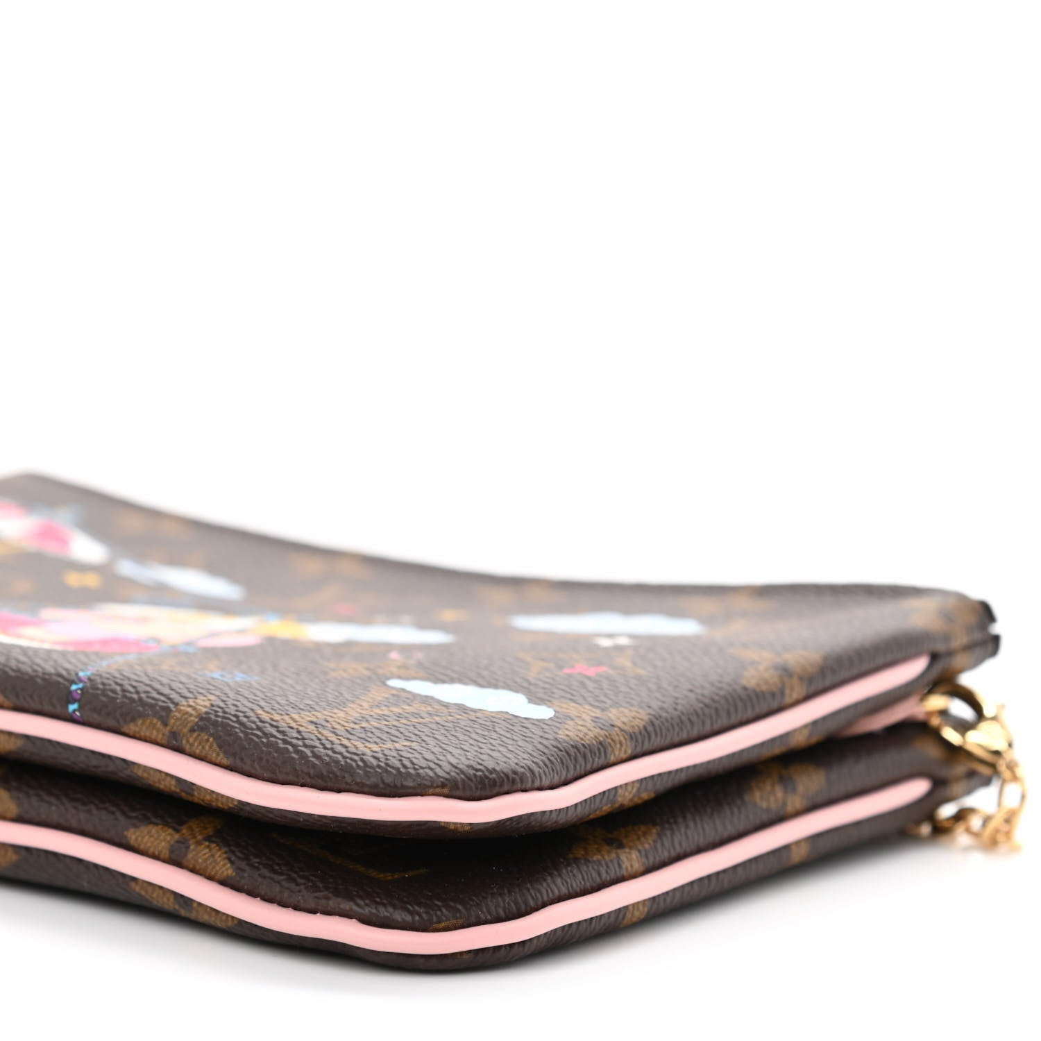 Louis Vuitton Monogram 2020 Christmas Animation Big Wheel Double Zip Pochette Rose Ballerine 11 of 12