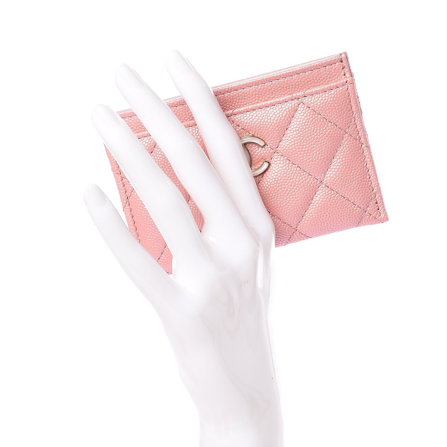 Chanel Iridescent Caviar Quilted Card Holder Rose Pink 2 of 9
