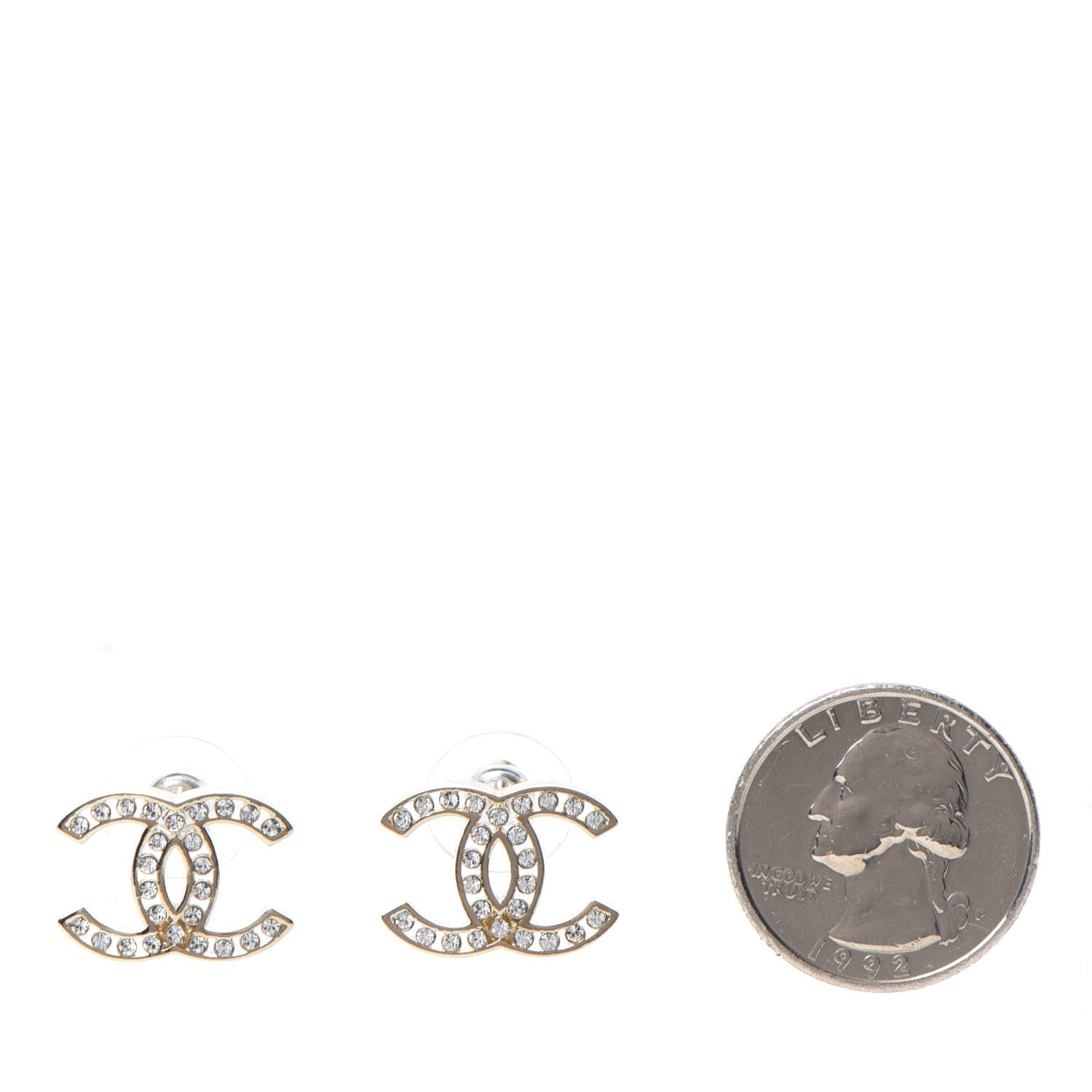 Chanel Crystal CC Large Earrings Gold 2 of 5
