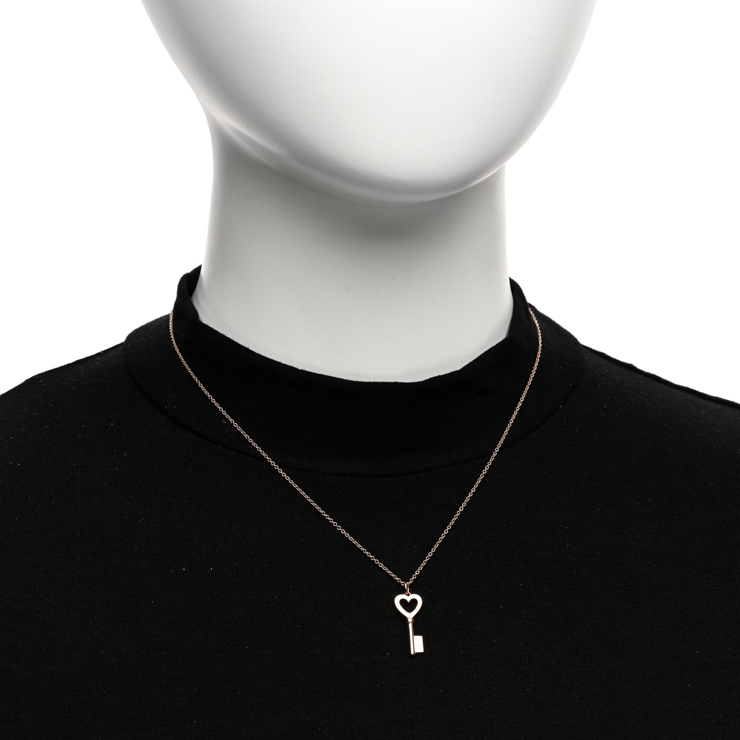 Rose Gold Mini Heart Key Pendant Necklace