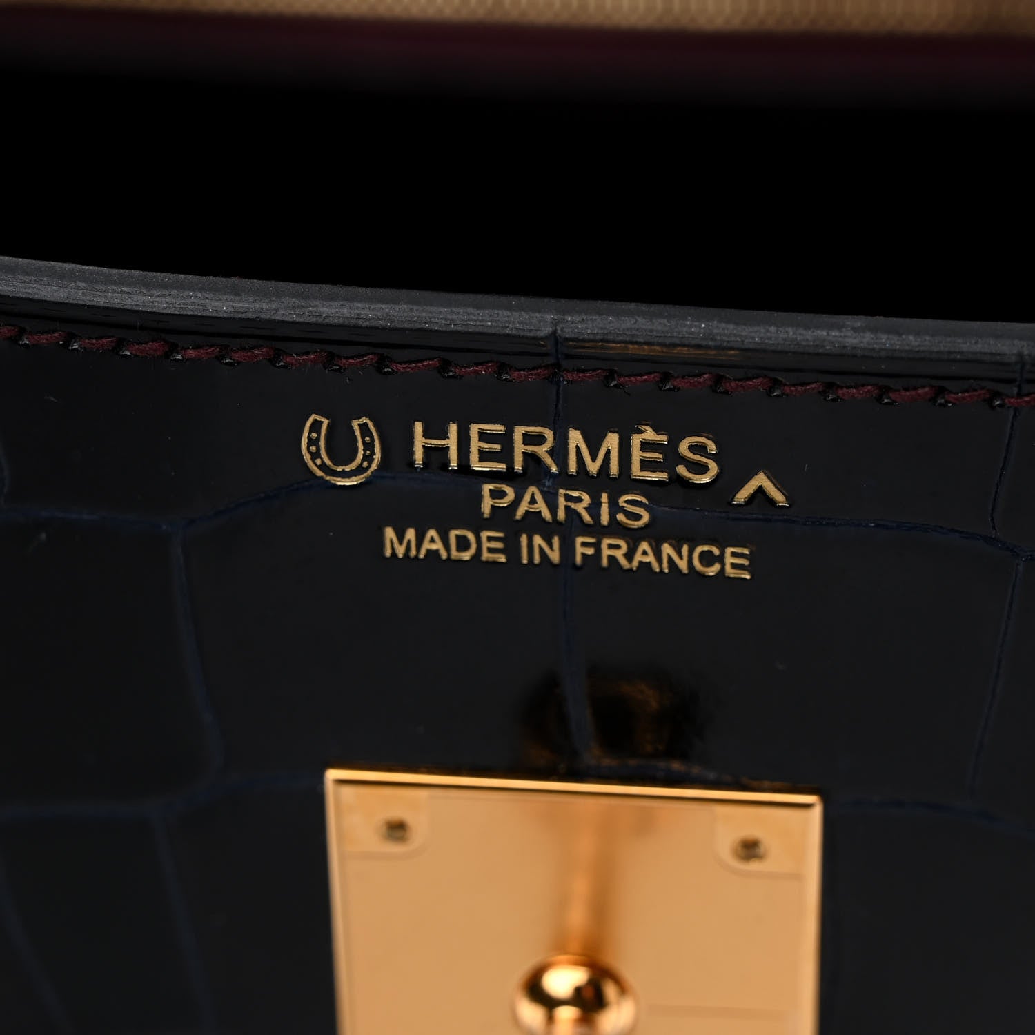 Hermes Shiny Porosus Crocodile Horseshoe Birkin 35 Bleu Nuit Bordeaux 6 of 10
