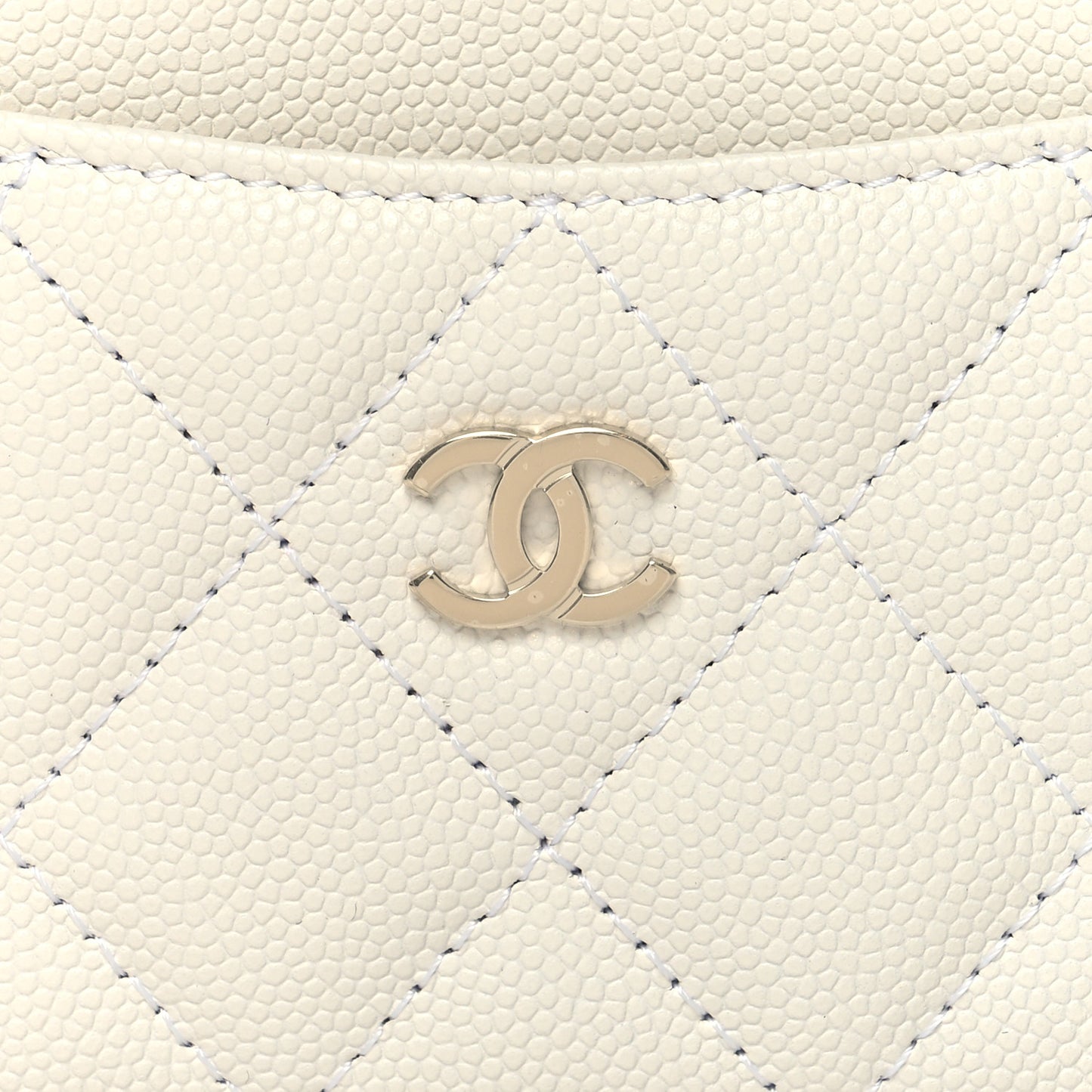 Caviar Quilted Card Holder White