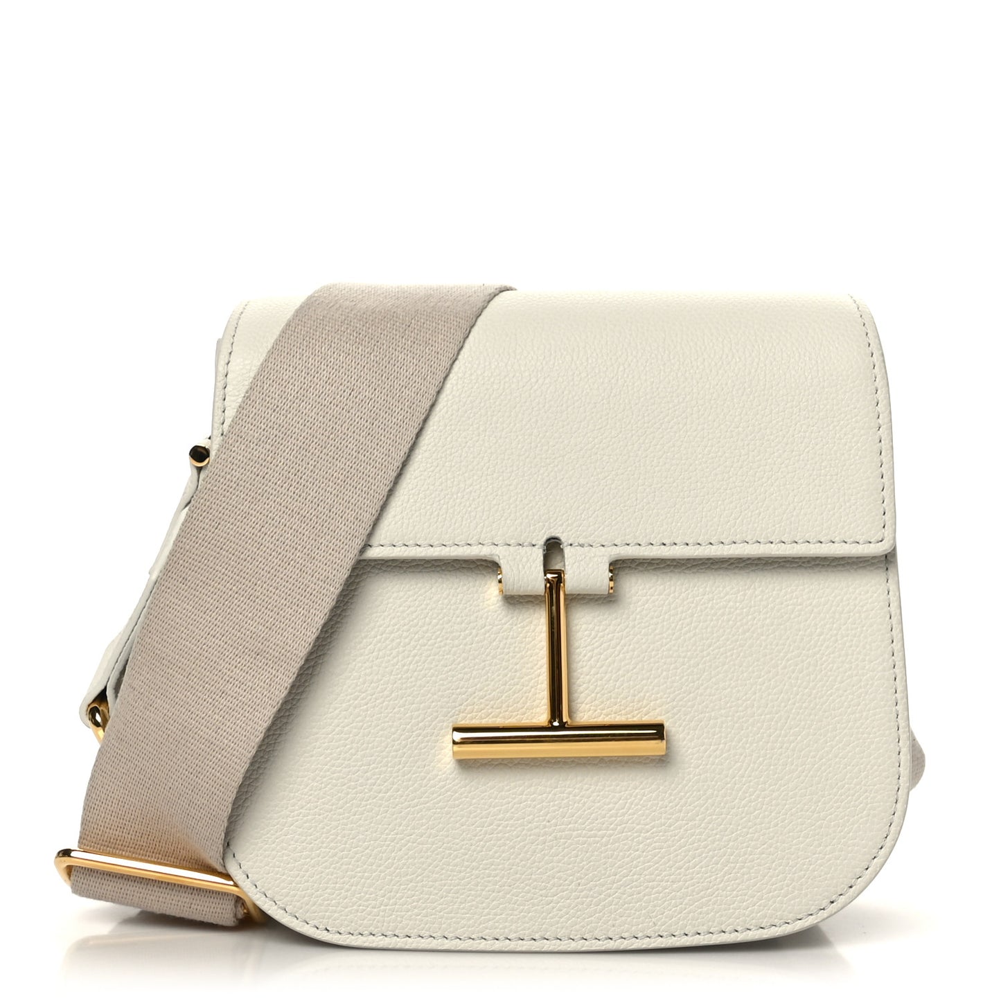 Calfskin Mini T Clasp Tara Crossbody Bag White