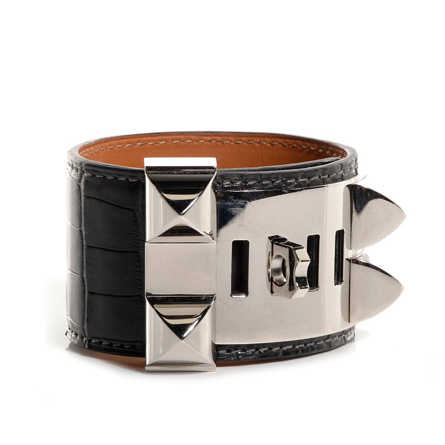 Hermes Matte Alligator Collier De Chien CDC Bracelet S Graphite 3 of 6