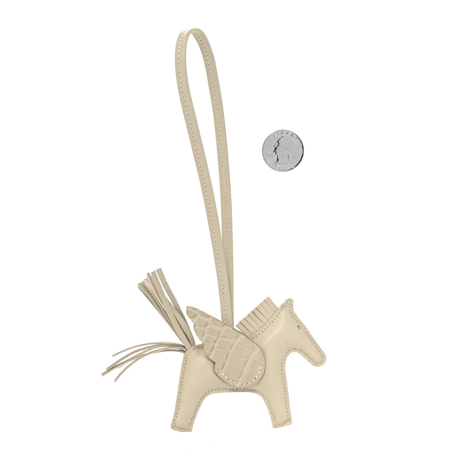 Hermes Milo Lambskin Matte Alligator Touch Grigri Rodeo Pegase Horse Bag Charm PM Craie Nata Beton 2 of 4