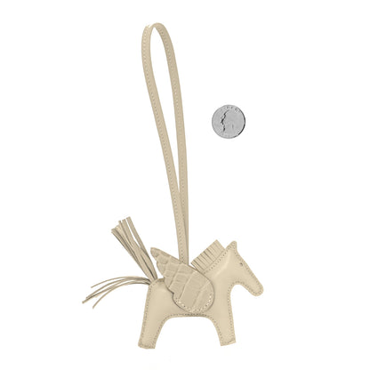 Hermes Milo Lambskin Matte Alligator Touch Grigri Rodeo Pegase Horse Bag Charm PM Craie Nata Beton 2 of 4