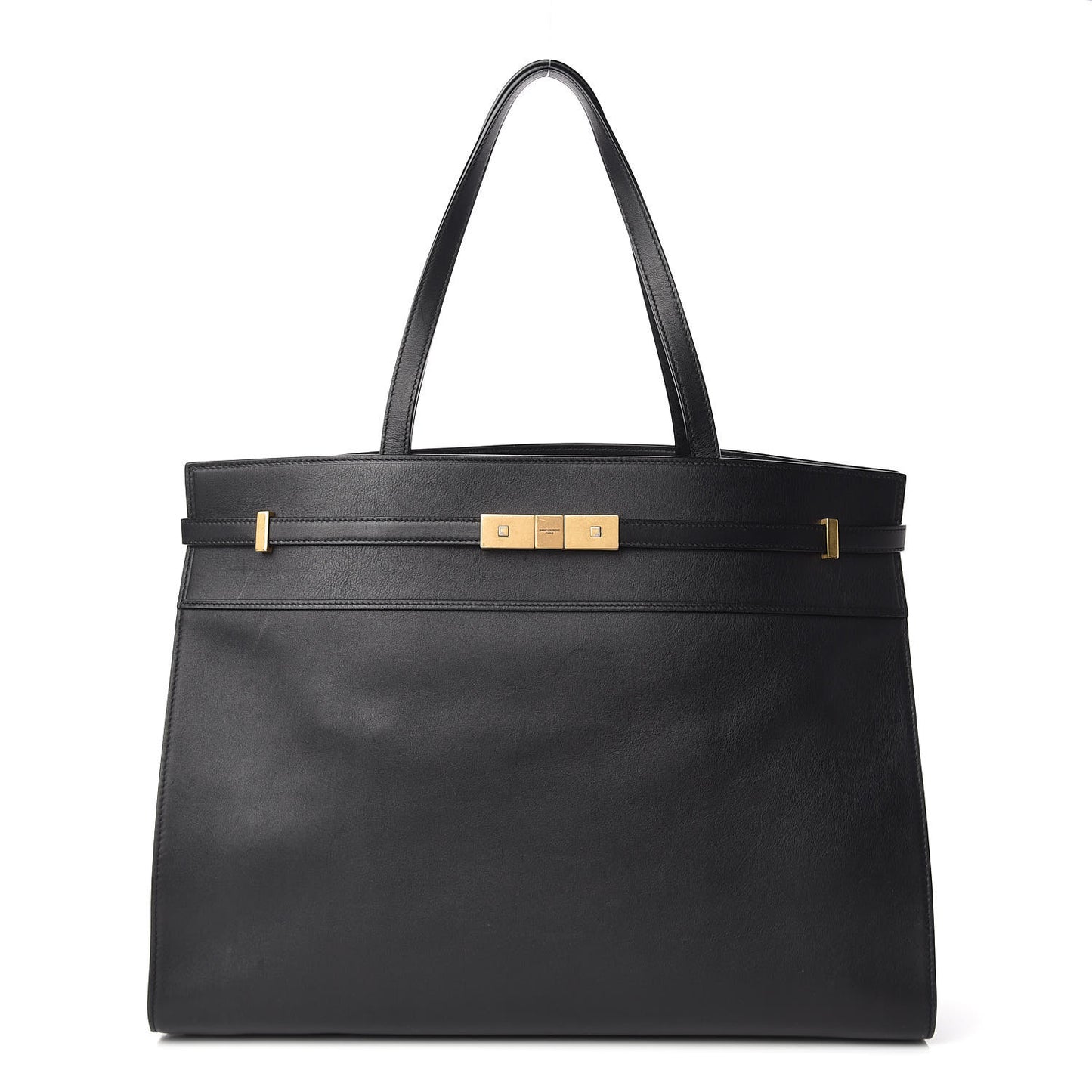 Calfskin Medium Manhattan Shopper Tote Black