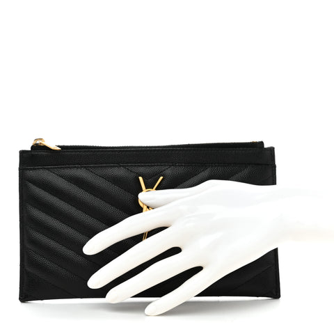 Grain De Poudre Chevron Monogram Bill Pouch Black