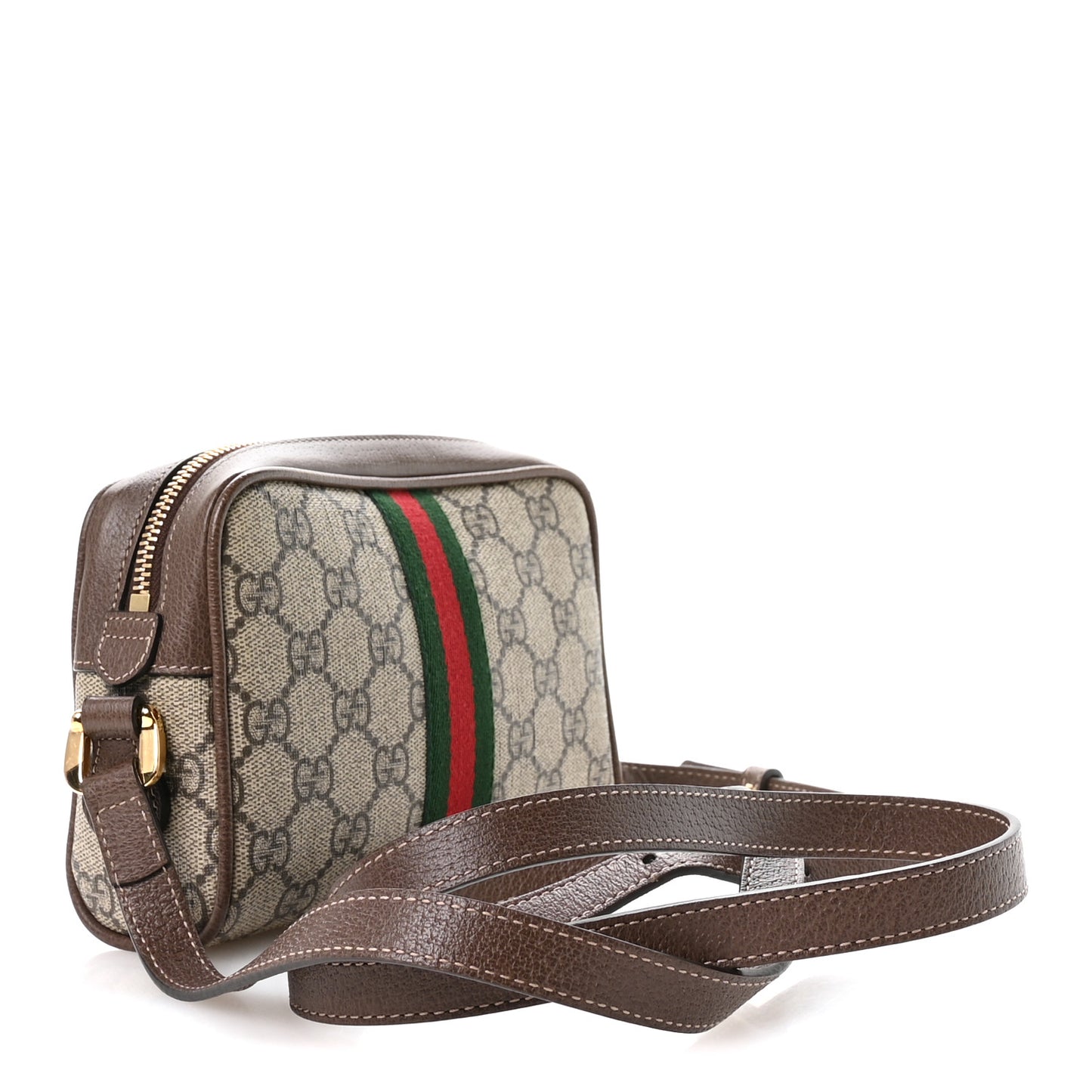 GG Supreme Monogram Web Mini Ophidia Shoulder Bag Brown