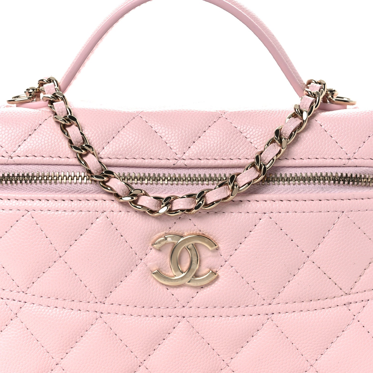 Chanel Caviar Quilted Top Handle Slim Vanity With Chain Light Pink 8 of 12