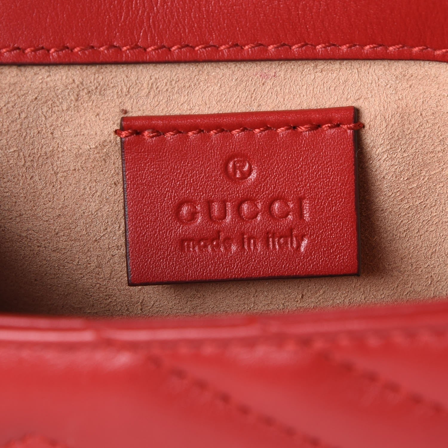 Gucci Calfskin Matelasse Super Mini GG Marmont Shoulder Bag Hibiscus Red 7 of 9
